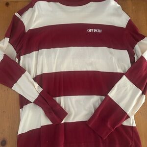 H&M Red and Cream Relaxed Fit Shirt